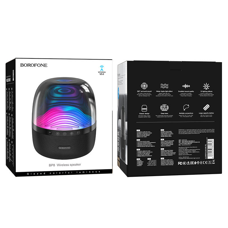 Заказать Bluetooth Колонка Borofone BP8 Glazed colorful luminous (Черный) на vchehle.ua