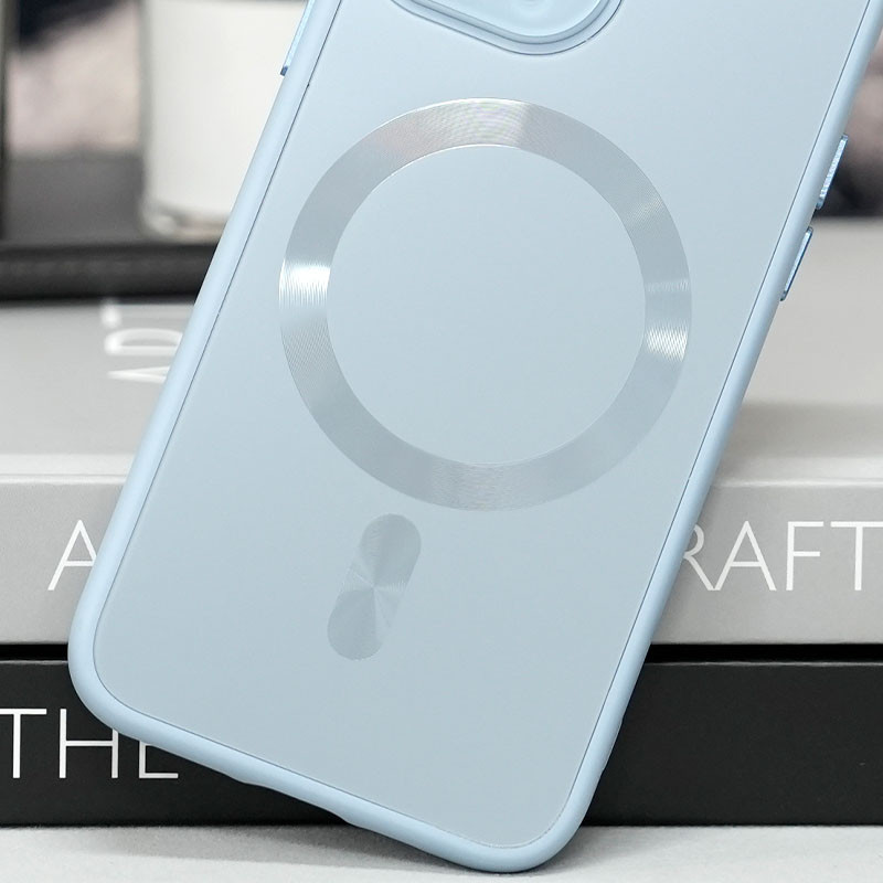 Фото Чохол TPU+Glass Sapphire Midnight with Magnetic Safe на Apple iPhone 12 (6.1") (Блакитний / Blue) на vchehle.ua