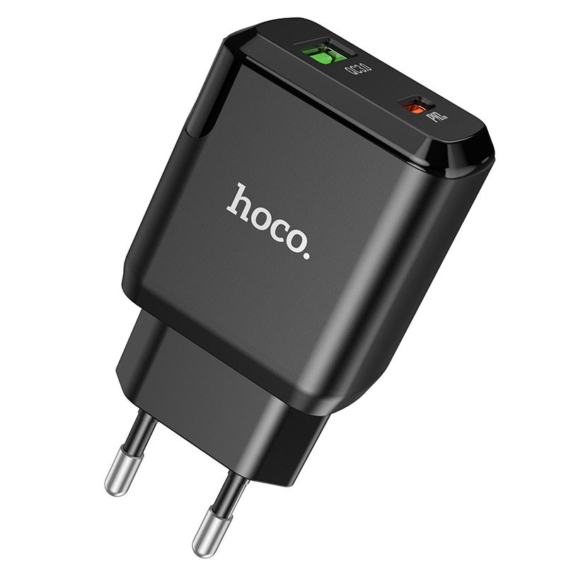 

СЗУ Hoco N5 Favor 20W PD+QC3.0 (1USB/1Type-C/3A) (Чорний) 1166943
