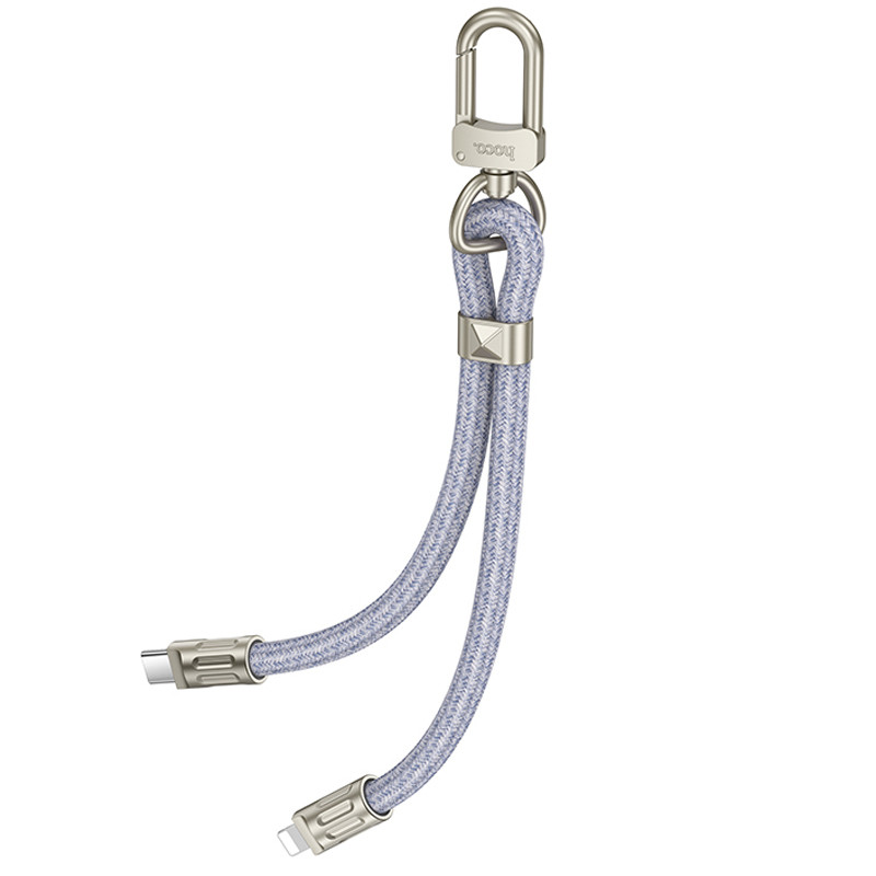 Фото Дата кабель-шнурок Hoco GH5 Elegant Type-C to Lightning (0.21m) (Denim Blue) в маназині vchehle.ua