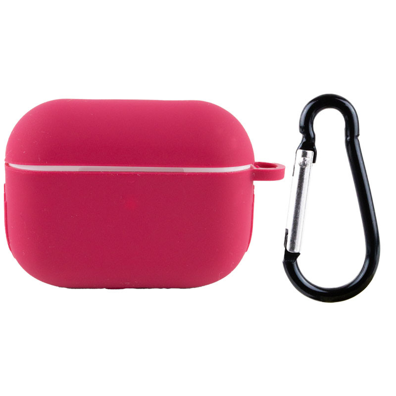 Силиконовый футляр New с карабином для наушников Airpods Pro (Красный / Rose Red)