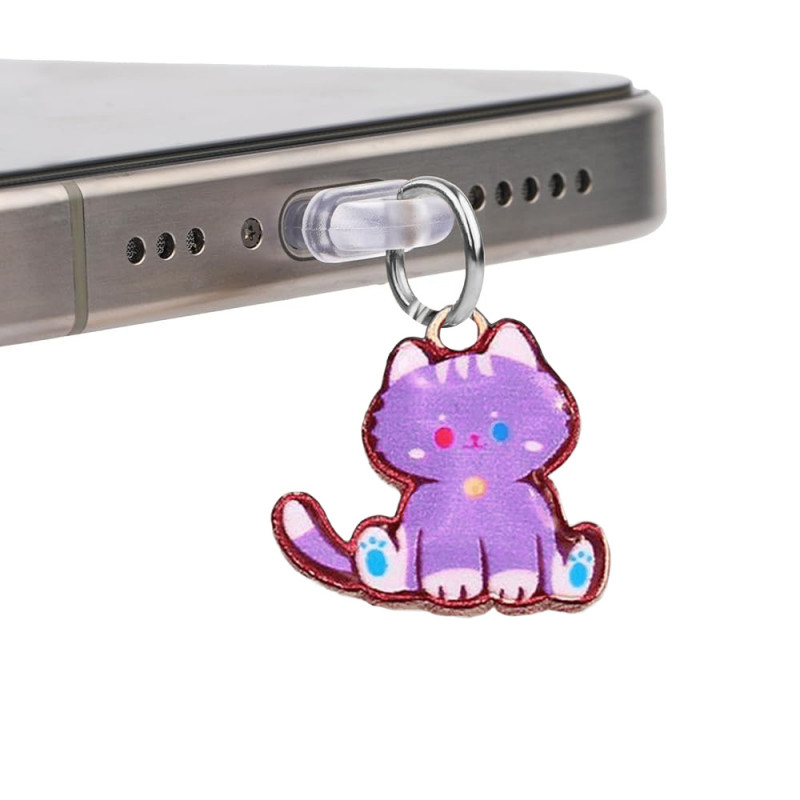 Заглушка силіконова Type-C з підвіскою IP44 (Cat metal purple)