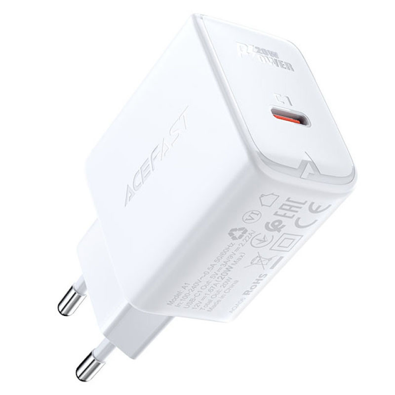 Фото СЗУ Acefast A21 30W GaN single USB-C (White) в магазине vchehle.ua