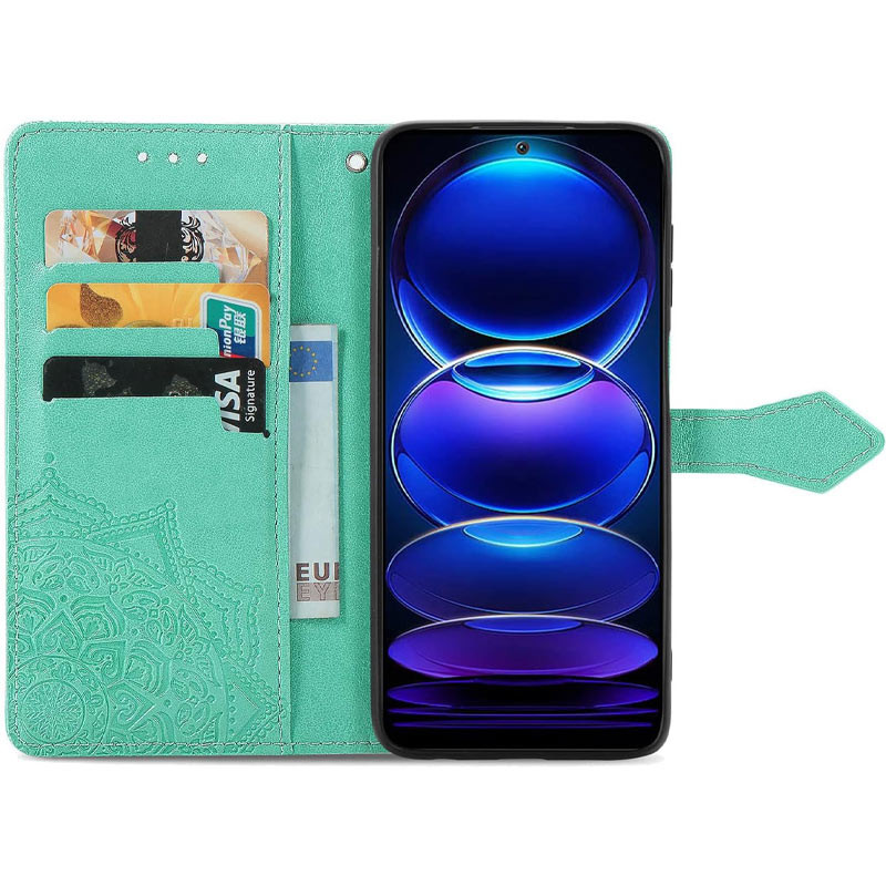 Фото Шкіряний чохол (книжка) Art Case з візитницею на Motorola Moto G24 / G04 / E14 (Бірюзовий) на vchehle.ua
