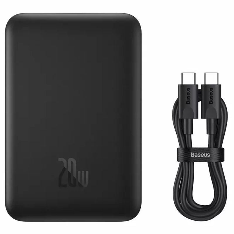 Фото Портативний зарядний пристрій Power Bank Baseus Magnetic Mini 20W з БЗП 10000 mAh (PPCX070001) (Black) в маназині vchehle.ua