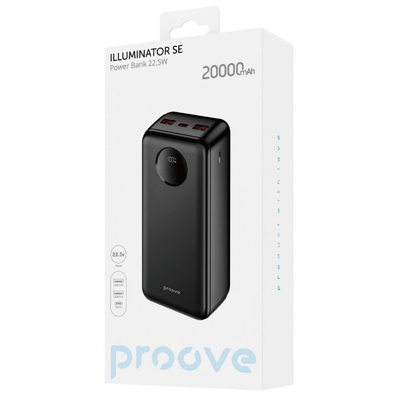 Портативное ЗУ Proove Illuminator SE 22.5W 20000 mAh (Черный) в магазине vchehle.ua