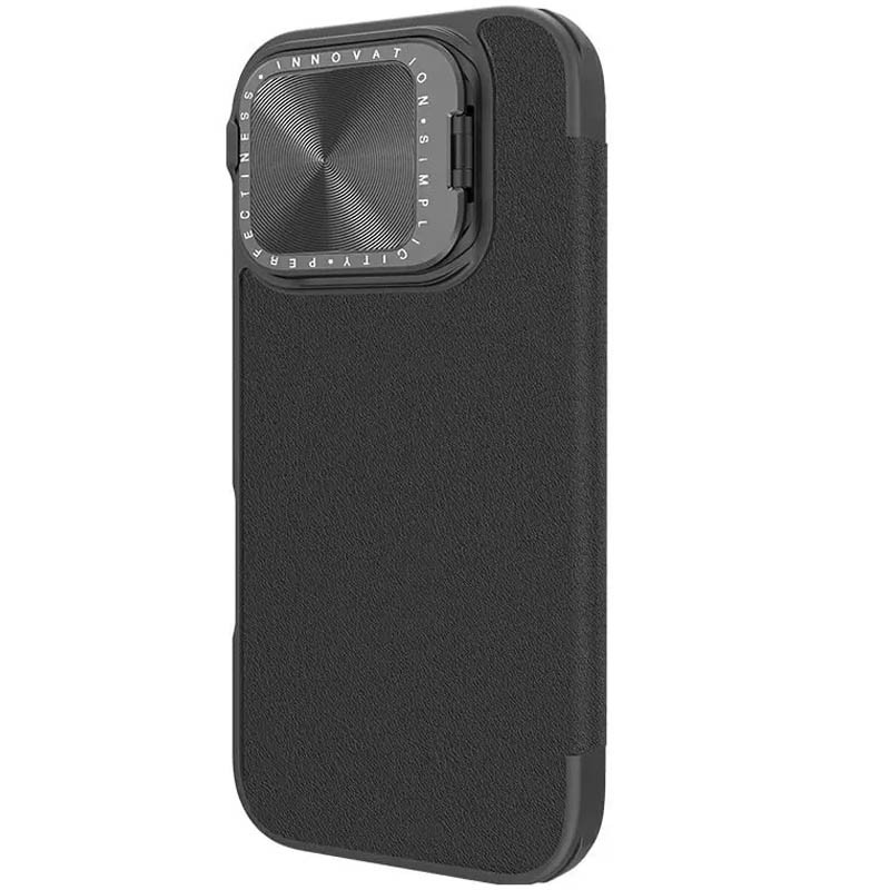 Фото Кожаный чехол (книжка) Nillkin Qin Prop Plain Camshield для Apple iPhone 16 (6.1") (Classic Black) в магазине vchehle.ua