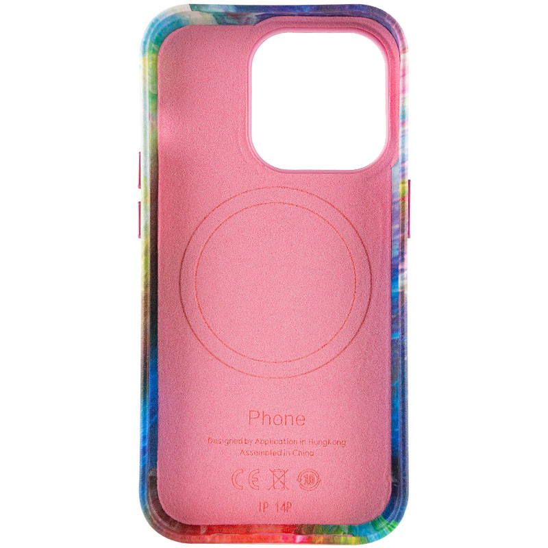 Кожаный чехол Colour Splash with Magnetic Safe для Apple iPhone 14 Pro (6.1") (Pink / Blue) в магазине vchehle.ua