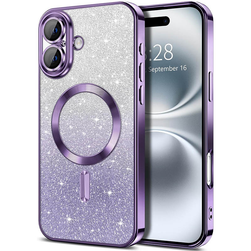 TPU чехол Delight case with Magnetic Safe с защитными линзами на камеру для Apple iPhone 16 (6.1") (Фиолетовый / Purple)