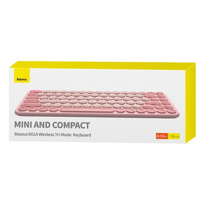 Беспроводная клавиатура Baseus K01A Wireless Tri-Mode Keyboard (English Version) (B00955503) (Baby Pink) в магазине vchehle.ua