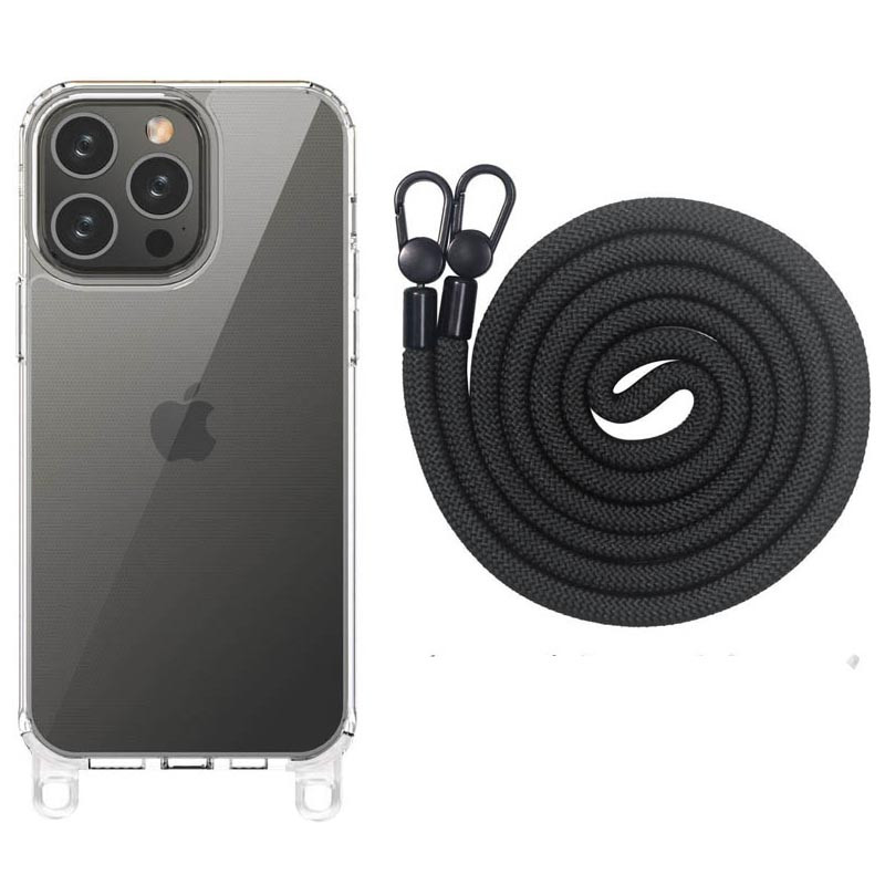 Чехол TPU Transparent with Straps для Apple iPhone 12 Pro Max (6.7") (Black)