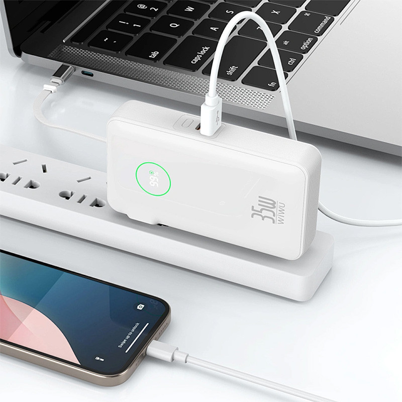 Фото Портативний ЗП Power Bank WIWU Wi-P049 PD20W with cable 10000 mAh (White) на vchehle.ua