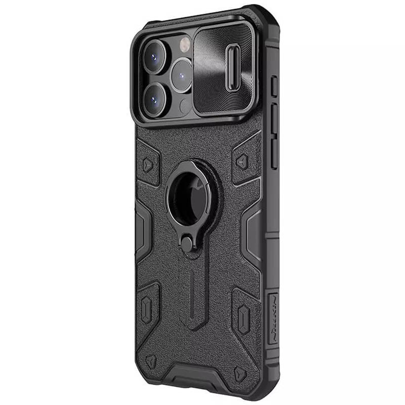 Фото TPU+PC чохол Nillkin CamShield Armor (шторка на камеру) на Apple iPhone 15 Pro (6.1") (Чорний) на vchehle.ua