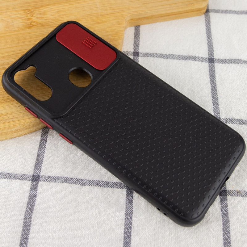Купить Чехол Camshield Black TPU со шторкой защищающей камеру для Samsung Galaxy A11 / M11 (Черный / Красный) на vchehle.ua