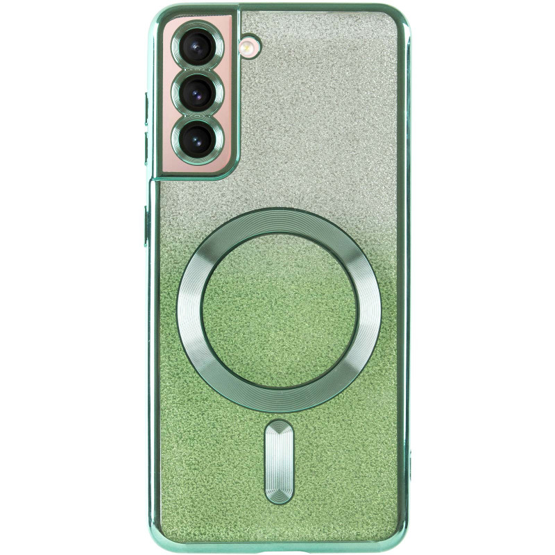 Фото TPU чохол Delight case with Magnetic Safe з захисними лінзами на камеру на Samsung Galaxy S21 (Зелений / Emerald) на vchehle.ua