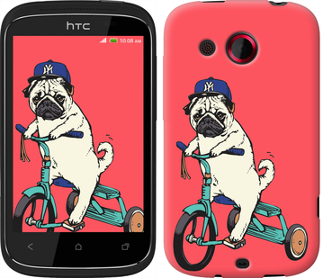 

Чехол Мопс на велосипеде для HTC Desire C A320e 87613