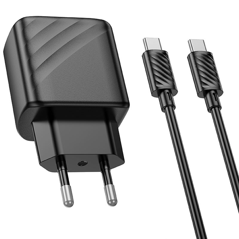 Фото МЗП Hoco CS22A Value PD30W (1USB-C) + кабель Type-C to Type-C (Black) в маназині vchehle.ua