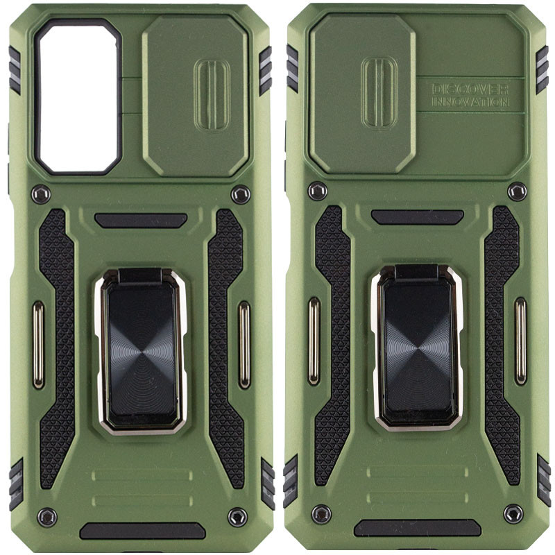 Ударопрочный чехол Camshield Army Ring для Xiaomi Redmi Note 11 (Global) / Note 11S / Note 12S (Оливковый / Army Green)