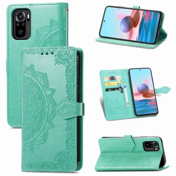 Купити Шкіряний чохол-книжка Art Case з візитницею на Xiaomi Redmi Note 10 / Note 10s (Бірюзовий) на vchehle.ua