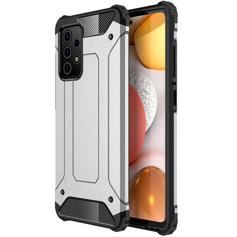 Бронированный противоударный TPU+PC чехол Immortal для Samsung Galaxy A32 4G (Серебряный)