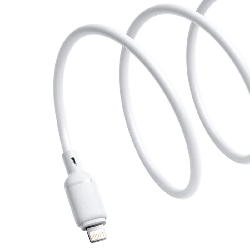 Фото Дата кабель Baseus Silky Series OS Fast Charging USB to Lightning 2.4A (1m) (P1037770) (Moon White) в маназині vchehle.ua