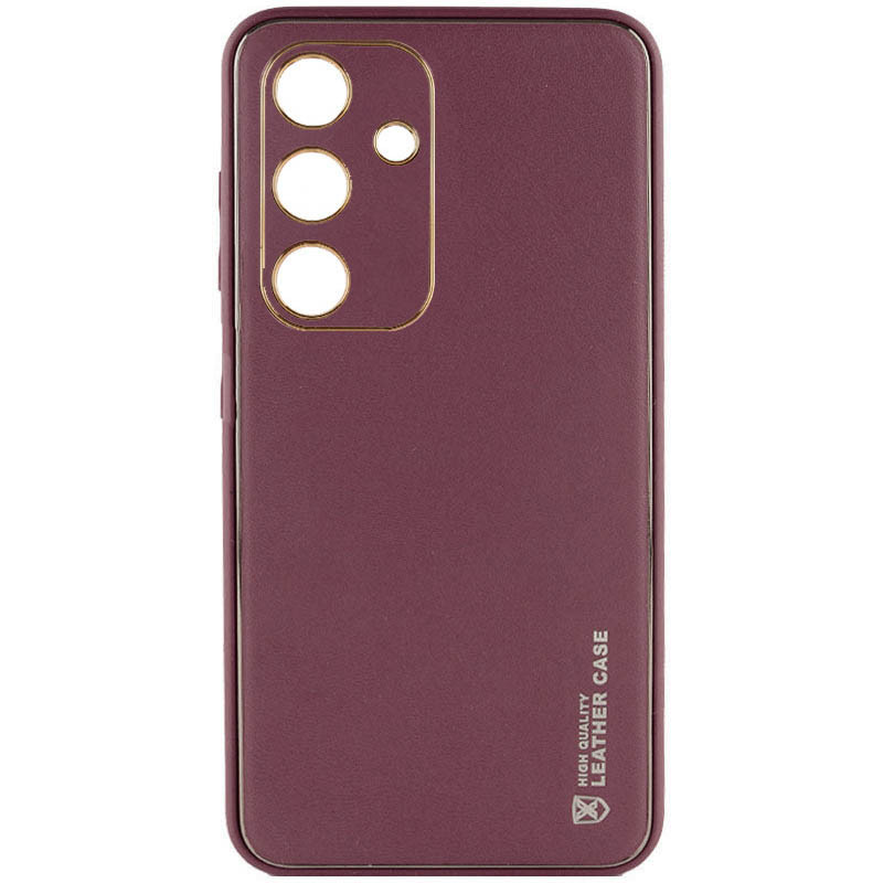 Кожаный чехол Xshield для Samsung Galaxy S24 (Бордовый / Plum Red)