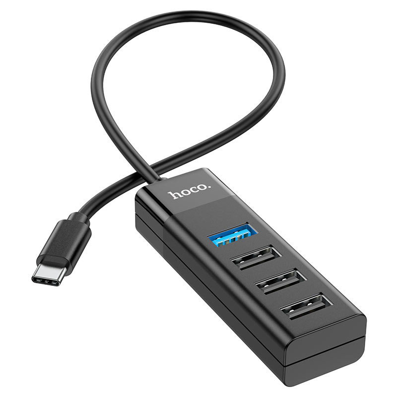 Переходник Hoco HB25 Easy mix 4in1 (Type-C to USB3.0+USB2.0*3) (Черный)