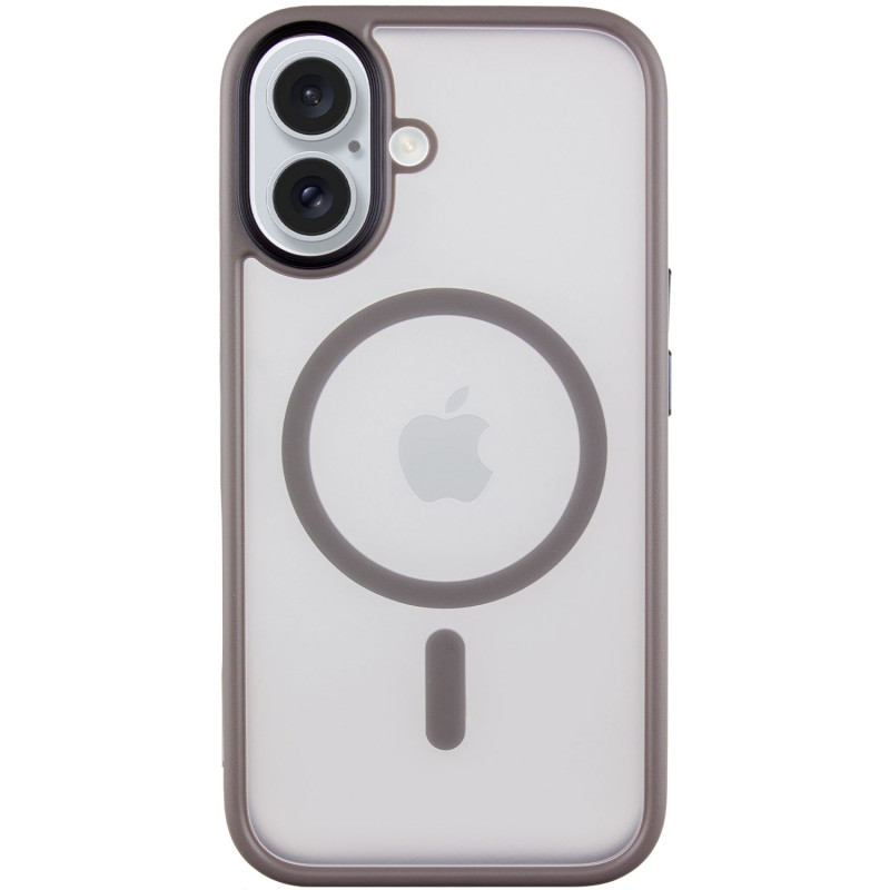 TPU+PC чохол Metal Buttons with Magnetic Safe на Apple iPhone 16 (6.1") (Сірий)