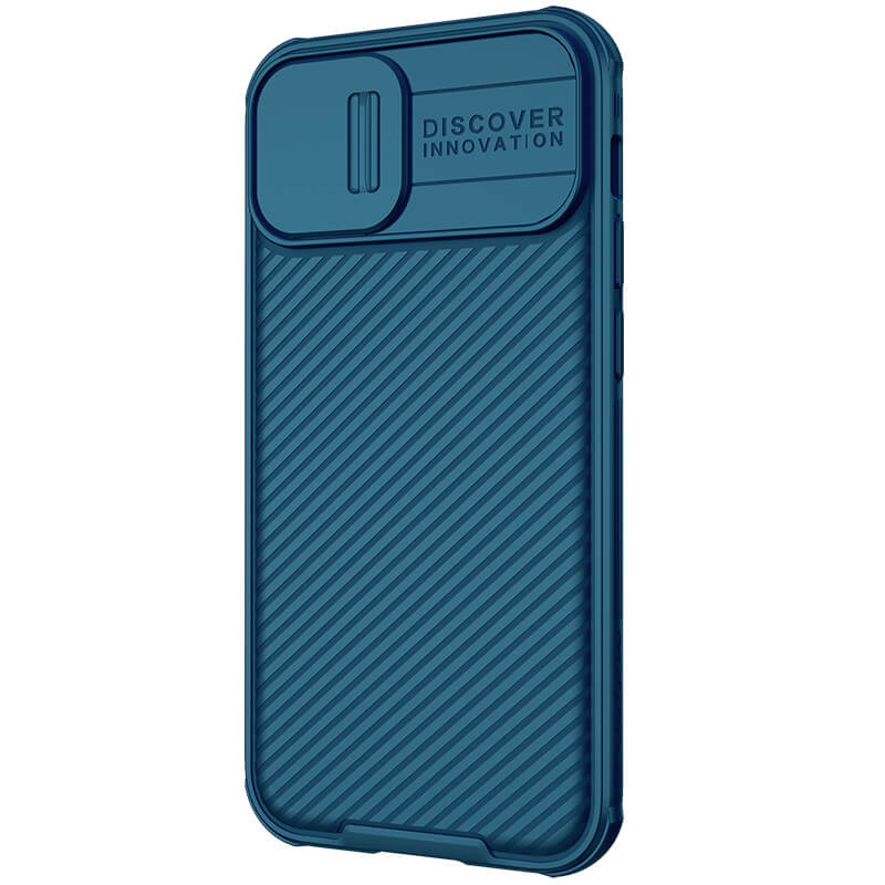 Фото Карбонова накладка Nillkin Camshield (шторка на камеру) на Apple iPhone 13 / 14 (6.1") (Синій / Blue) в маназині vchehle.ua