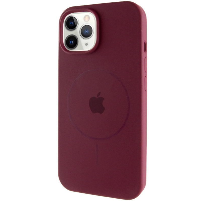 Чохол Silicone Case Full Protective (AA) with Magnetic Safe на Apple iPhone 12 Pro Max (6.7") (Бордовий / Plum)
