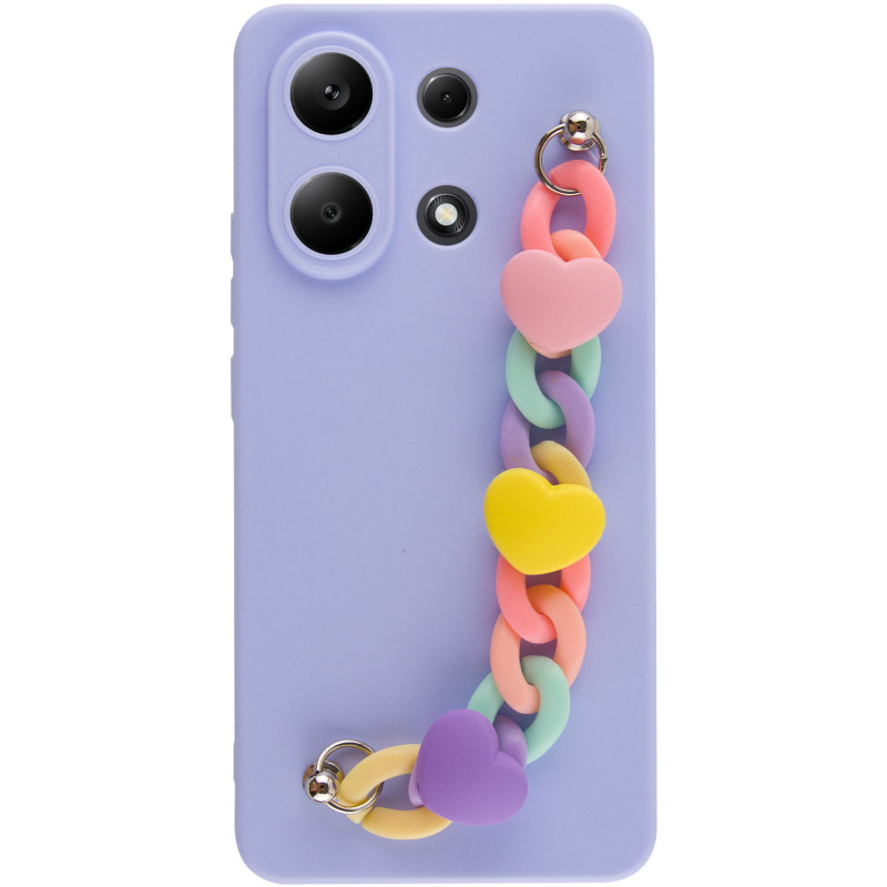 Чехол Chained Heart c подвесной цепочкой для Xiaomi Poco X6 / Note 13 Pro 5G (Lilac Blue)