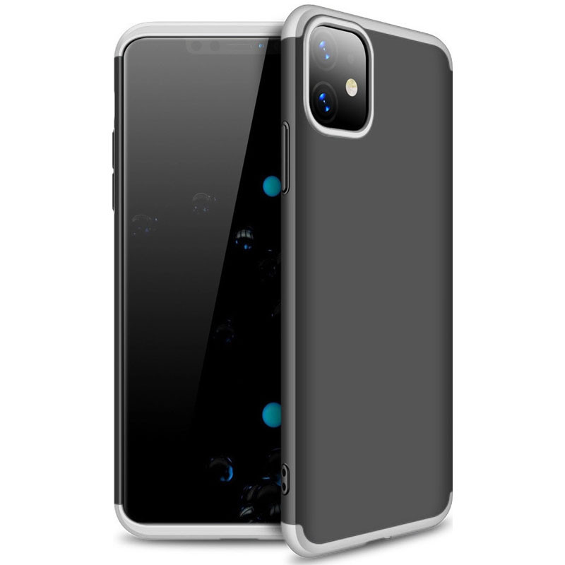 Пластикова накладка GKK LikGus 360 градусів (орр) на Apple iPhone 11 (6.1") (Чорний / Срібний)