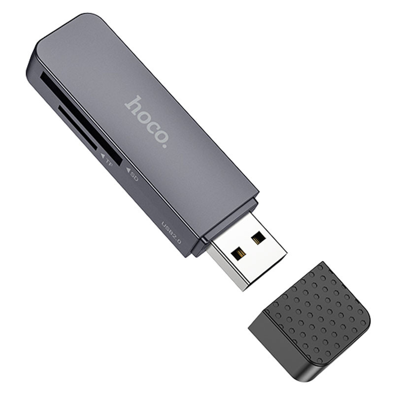 Уцінка Картрідер Hoco HB45 Spirit 2in1 USB 2.0 (Розкрите пакування / Metal gray)