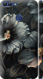Чехол Черные цветы для Huawei P Smart