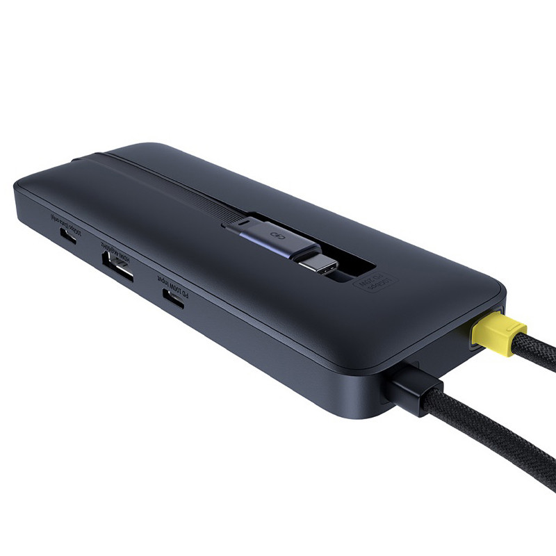 Фото Перехідник HUB Baseus OS Dual Fast Charging 6in1 (Type-C to HDMI4K@60Hz+2xUSB-A+3xUSB-C) (B0007090) (Cosmic Black) на vchehle.ua