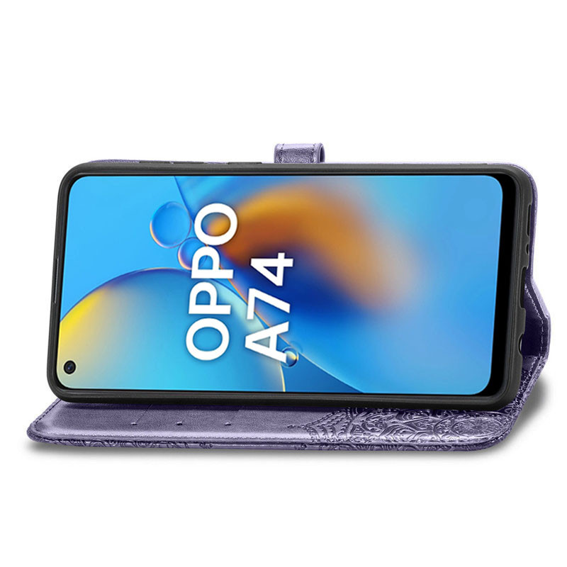 Фото Кожаный чехол (книжка) Art Case с визитницей для Oppo A74 4G (Фиолетовый) в магазине vchehle.ua