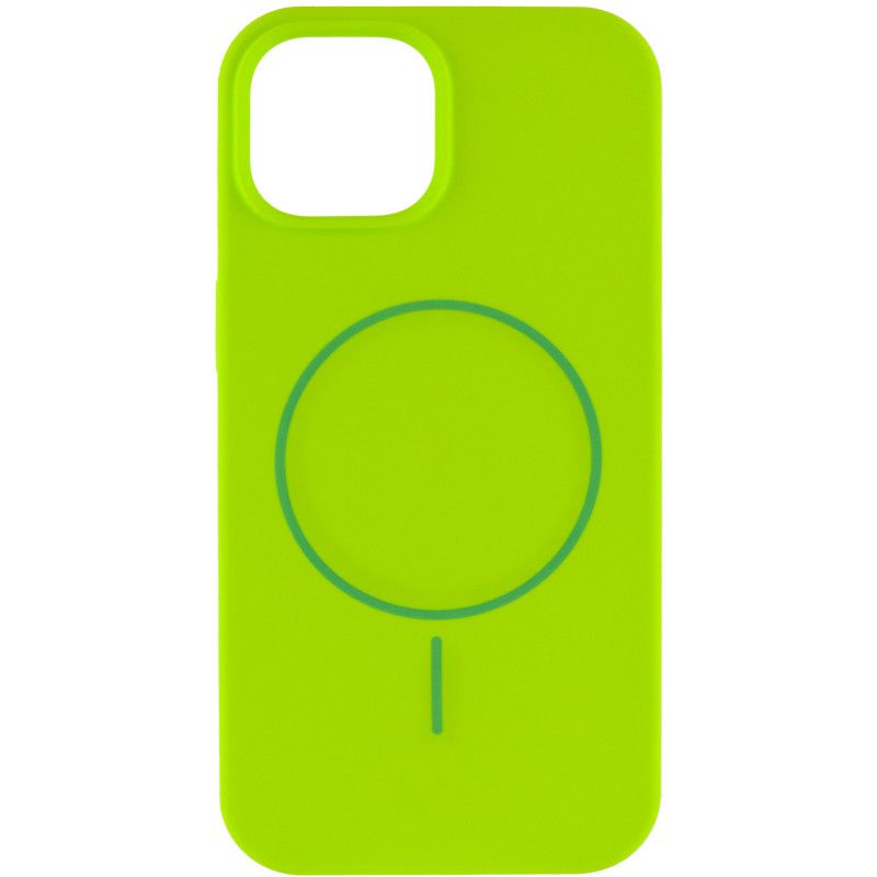 Фото Чехол Silicone Case Full Protective (AA) NO LOGO with Magnetic Safe для Apple iPhone 13 (6.1") (Салатовый / Neon green) на vchehle.ua