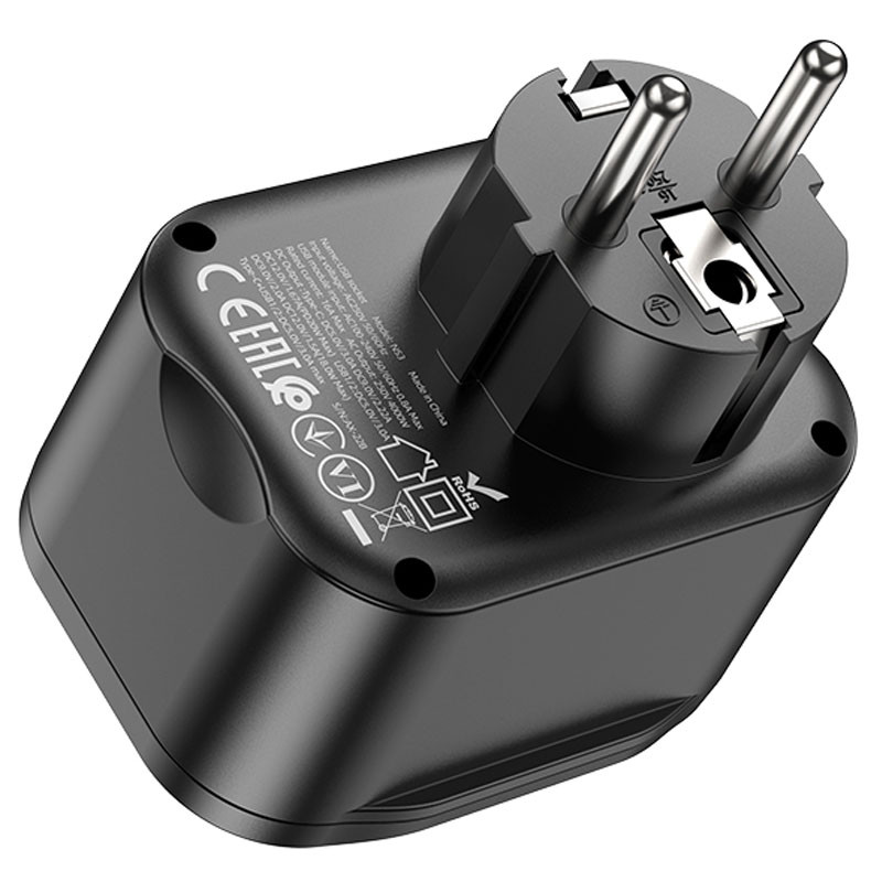 Фото МЗП Hoco NS3 Multifunctional PD20W (2USB/1Type-C/1xSocket) (Black) в маназині vchehle.ua