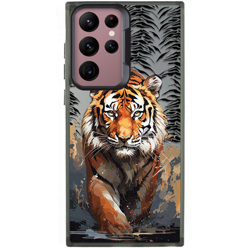 TPU+PC чохол TakiTaki Magic glow на Samsung Galaxy S22 Ultra (Tiger / Black)