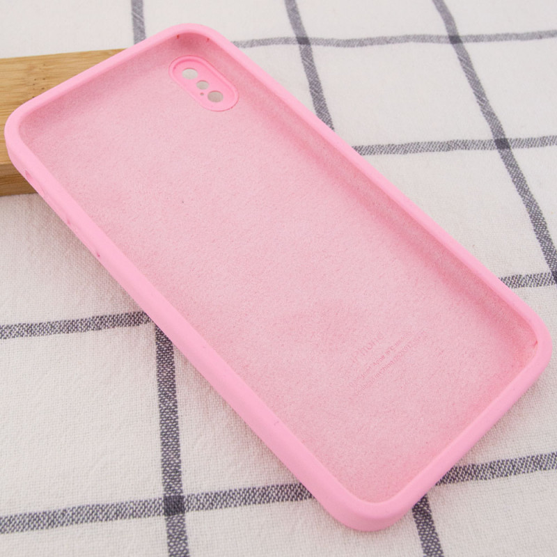 Фото Чохол Silicone Case Square Full Camera Protective (AA) на Apple iPhone XS / X (5.8") (Рожевий / Light pink) в маназині vchehle.ua