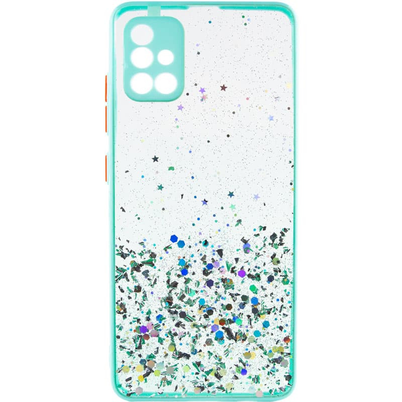 TPU чехол Spangle star с защитой камеры для Samsung Galaxy A71 (Бирюзовый)