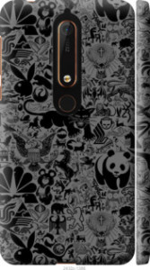 Чохол Чорно-сірий стікер бомбинг на Nokia 6.1