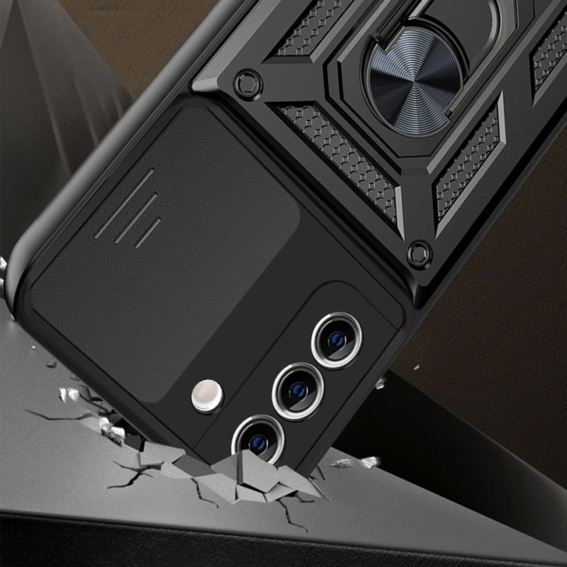 Фото Ударостійкий чохол Camshield Serge Ring на Samsung Galaxy S21 FE (Чорний) на vchehle.ua