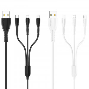 Дата кабель Usams US-SJ367 U35 3in1 USB to Combo 2A (1m)