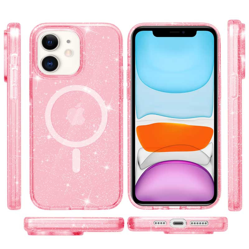 Фото Чехол TPU Galaxy Sparkle (MagFit) для Apple iPhone 11 (6.1") (Pink+Glitter) на vchehle.ua