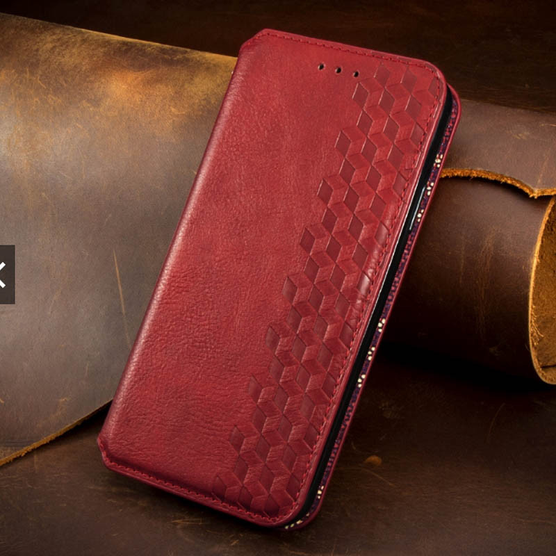 Фото Шкіряний чохол-книжка GETMAN Cubic (PU) на Xiaomi Redmi Note 9 / Redmi 10X (Червоний) на vchehle.ua