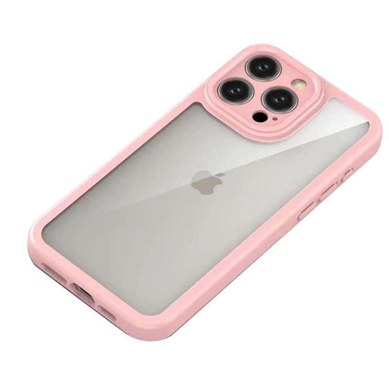 Фото TPU чехол Transparent + Colour 1,5mm для Apple iPhone 13 Pro Max (6.7") (Pink) в магазине vchehle.ua