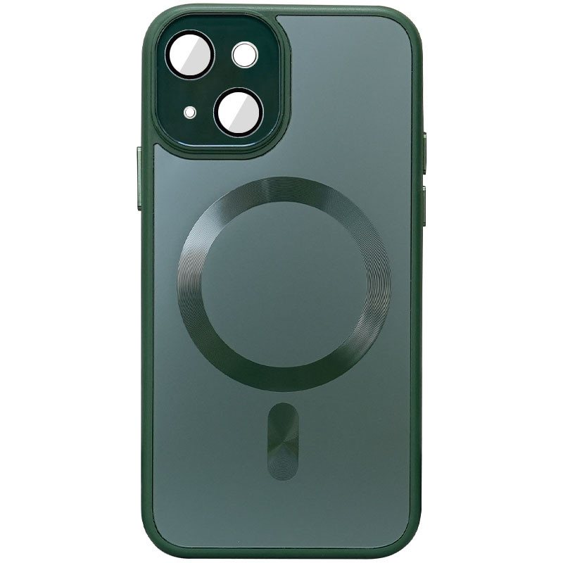 Чехол TPU+Glass Sapphire Midnight with Magnetic Safe для Apple iPhone 15 (6.1") (Зеленый / Forest green)