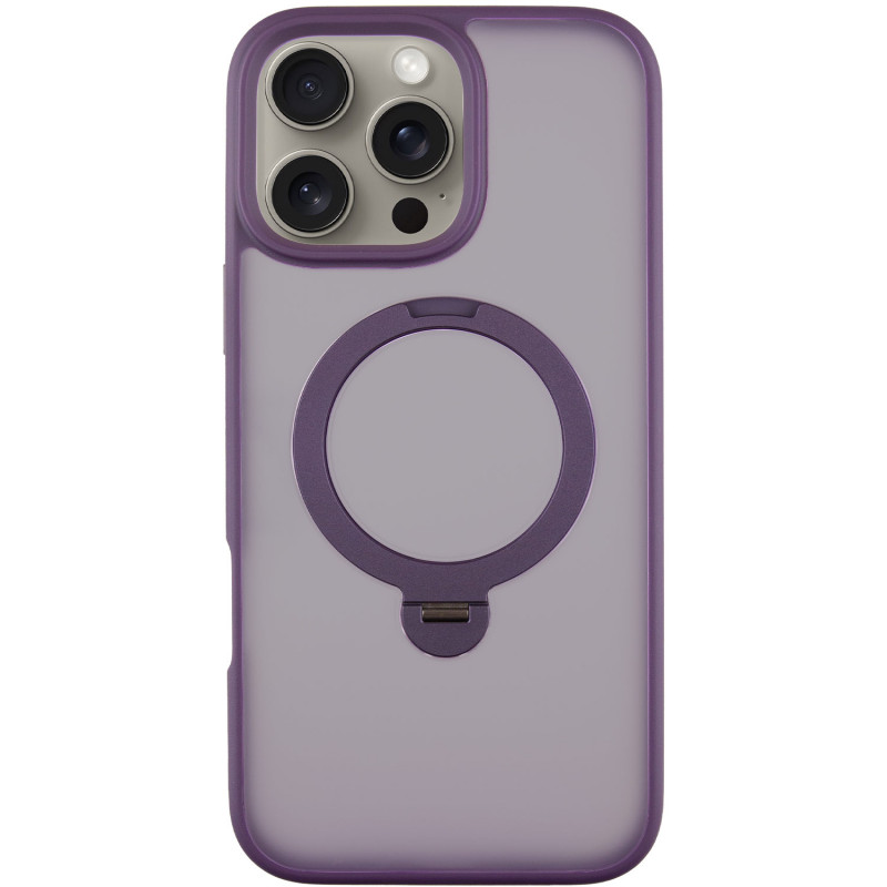 TPU+PC чохол Metal Buttons with Magnetic Safe Colorful HQ Ring для Apple iPhone 16 Pro Max (6.9") (Purple)