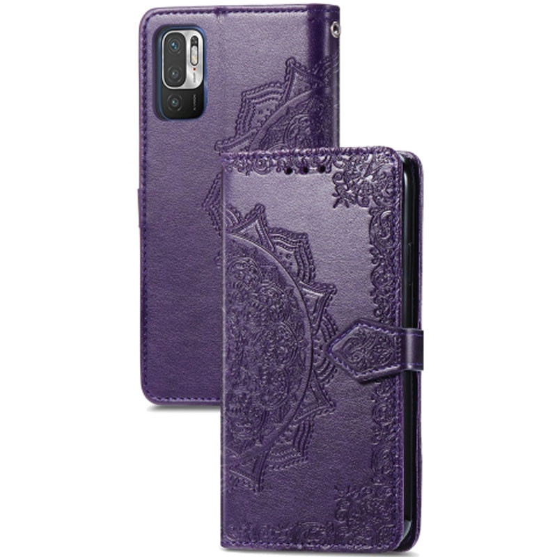 Кожаный чехол-книжка Art Case с визитницей для Xiaomi Redmi Note 10 5G / Poco M3 Pro (Фиолетовый)